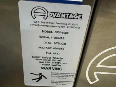 New | in-Stock 2026 ADVANTAGE SRV-1080 Temperature Controls Massachusetts US | Absolute Machinery #1377667