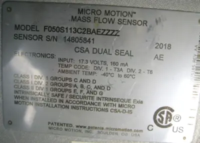 USED Micro Motion F050S113C2BAEZZZZ