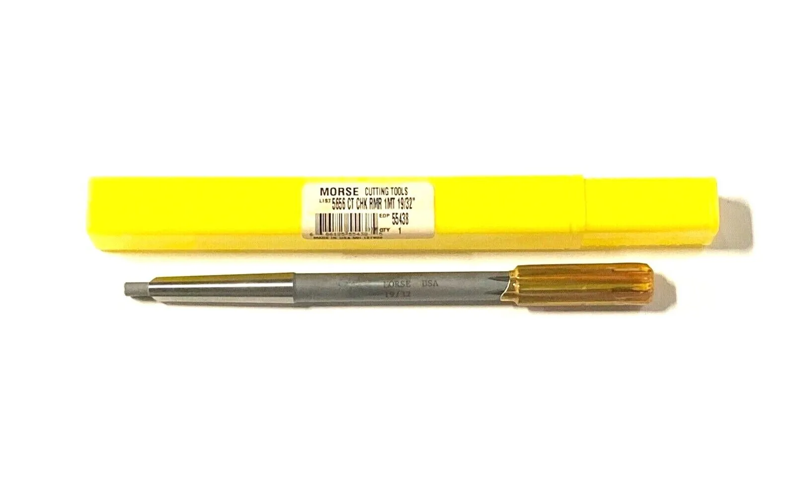 Morse 19/32" Chucking Reamer Carbide Tipped Taper Shank 1MT USA Made 55438