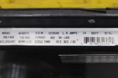 APOLLO AE40010  ACTUATOR 115VAC NEMA 4 TORQUE 400 IN-LBS STOCK 3452-A