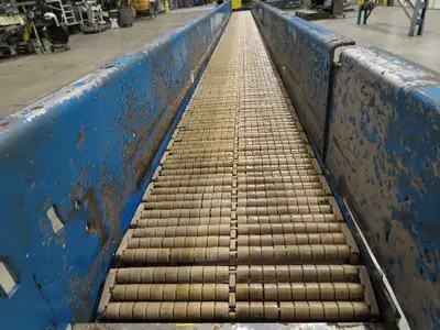 New London Engineering 7.5"x12' Plastic Roller Belt Accumulating Conveyor 30 FPM