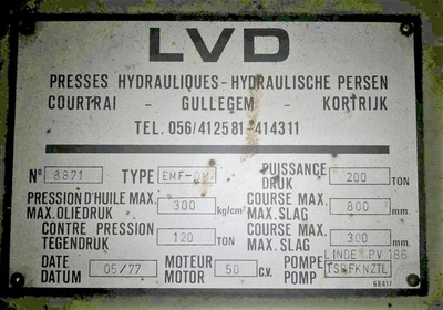 USED 1977 LVD LVD EMF-0M PRESS