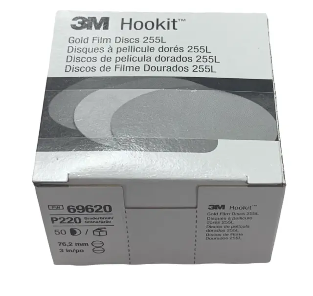 3M Hookit 3" Golf Film Hook & Loop Sanding Discs P220 Very Fine AO 50 Pack
