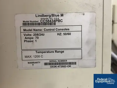 Used Lindberg 3" Lindberg Rotary Tube Calciner, Model HTF5534C, 1200 C Calciners Ohio US | Federal Equipment Company #1338371