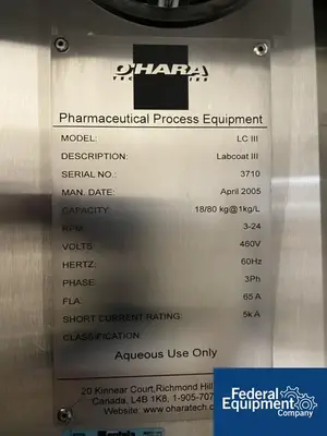 NEW O'HARA 36" O'Hara LabCoat Coating System, Model LCIII