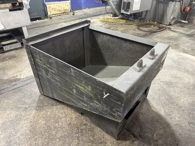 48" x 36" x 29" HIGH AMERICAN MFG GRAVITY FED PARTS HOPPERS WITH FORK POCKETS: YOBRO #25386