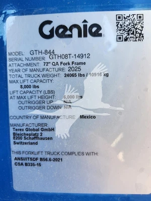 USED 2025 GENIE GTH844