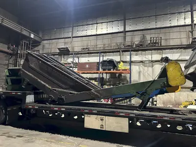 20' LONG X 24” WIDE STEEL BELT POWERED INCLINED PARTS CONVEYOR: STOCK #20816
