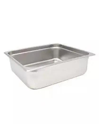Stainless Steel Steam Table / Hotel Pan Two Third Size 4" Deep 13.875" X 12.75", Anti Jam, NSF
