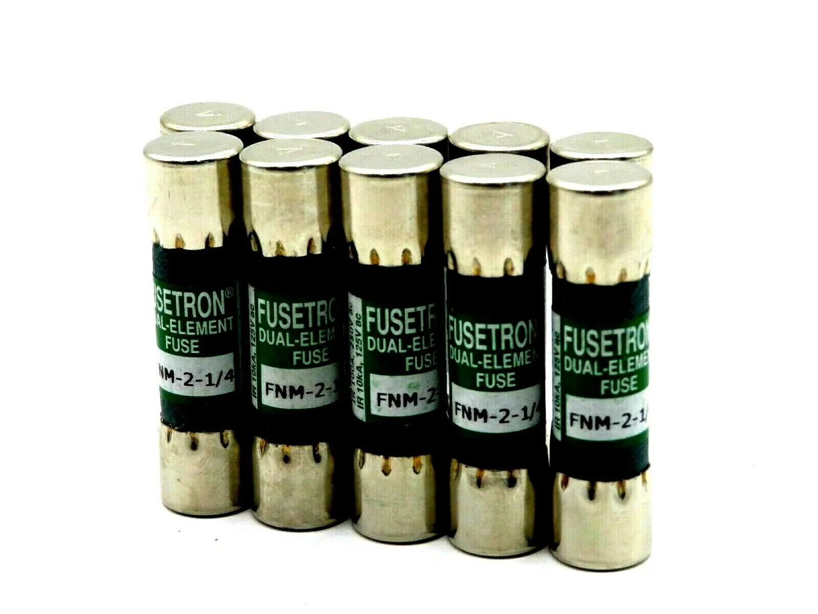 NEW LOT OF 10 FUSETRON FNM-2-1/4 FUSES FNM214