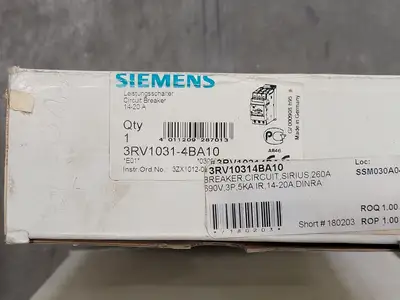 New | in-Stock SIEMENS 3RV1031-4BA10 Switchgears British Columbia CA | Lenmark #243694