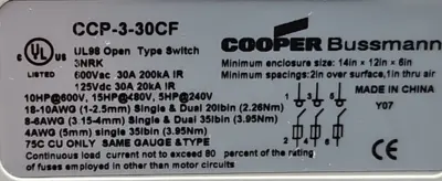 Used Cooper Bussmann CCP-3-30CF Fuse Accessories South Carolina US | Palmetto Automation #1521209