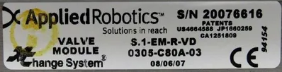 NEW APPLIED ROBOTICS S.1-EM-R-VD VALVE MODULE S1EMRVD 0305-C80A-03