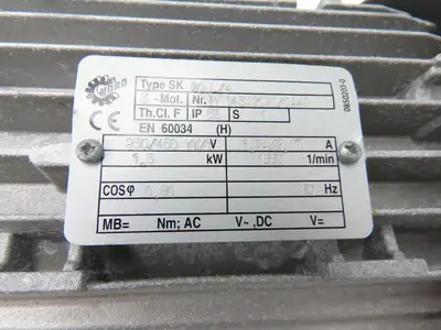 Nord SK90L/4 Inline Gearmotor 18.79 Reducer 1660/88rpm 1.5kw 230/460V 3PH