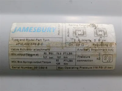 USED JAMESBURY VPVL400 SR6 B C