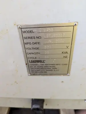 2002 LEADWELL MODEL  #V-30 CNC VERTICAL MACHINING CENTER: STOCK #19428