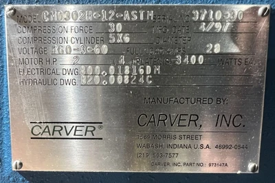 USED 1997 CARVER CARVER CMG302H-12-ASTM PRESS