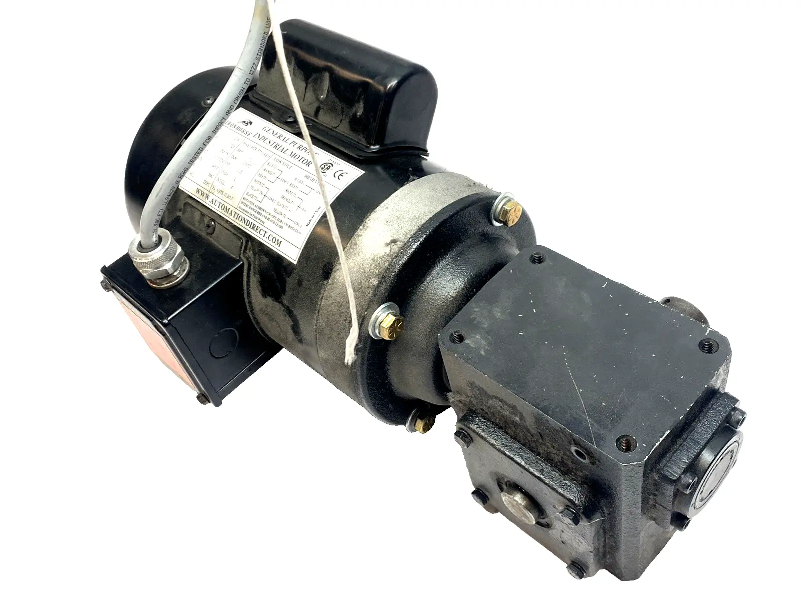 USED IRONHORSE MOTOR 3/4HP W/ WG-175-020-D WORM GEARBOX 20:1