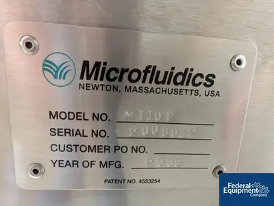 USED Microfluidics Microfluidics M-110P Microfluidizer