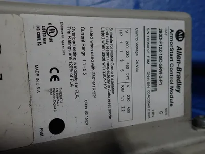 Used ALLENBRADLEY 280DF12Z10CGRW3PI Starters Ohio US | HGR 24 #885609