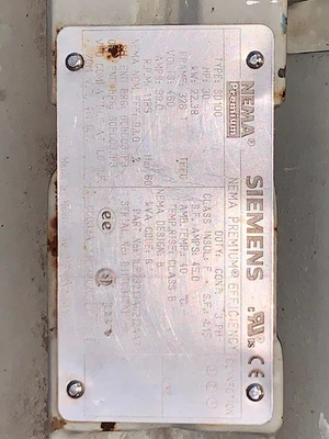 30 hp Siemens AC Motor 1185 rpm 326T 460v