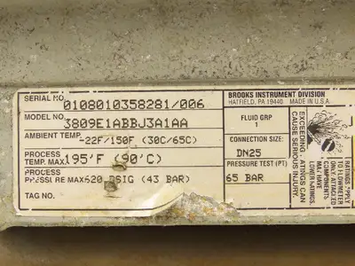 Brooks 3809E1ABBJ3A1AA Stainless Flow Tube Meter 1" Flanged DN25 MT3809