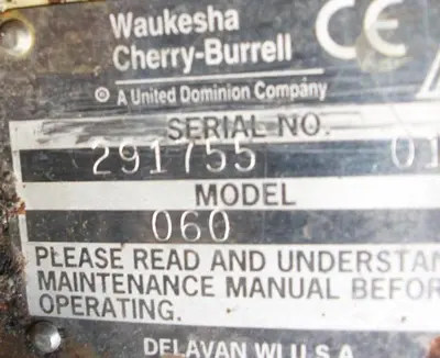 Pump, Positive, Waukesha, Mdl 060, S/st, 2.5", Parts #S740192