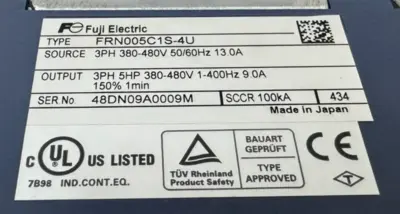 USED FUJI ELECTRIC FRN005C1S-4U INVERTER DRIVE 5HP FRN005C1S4U