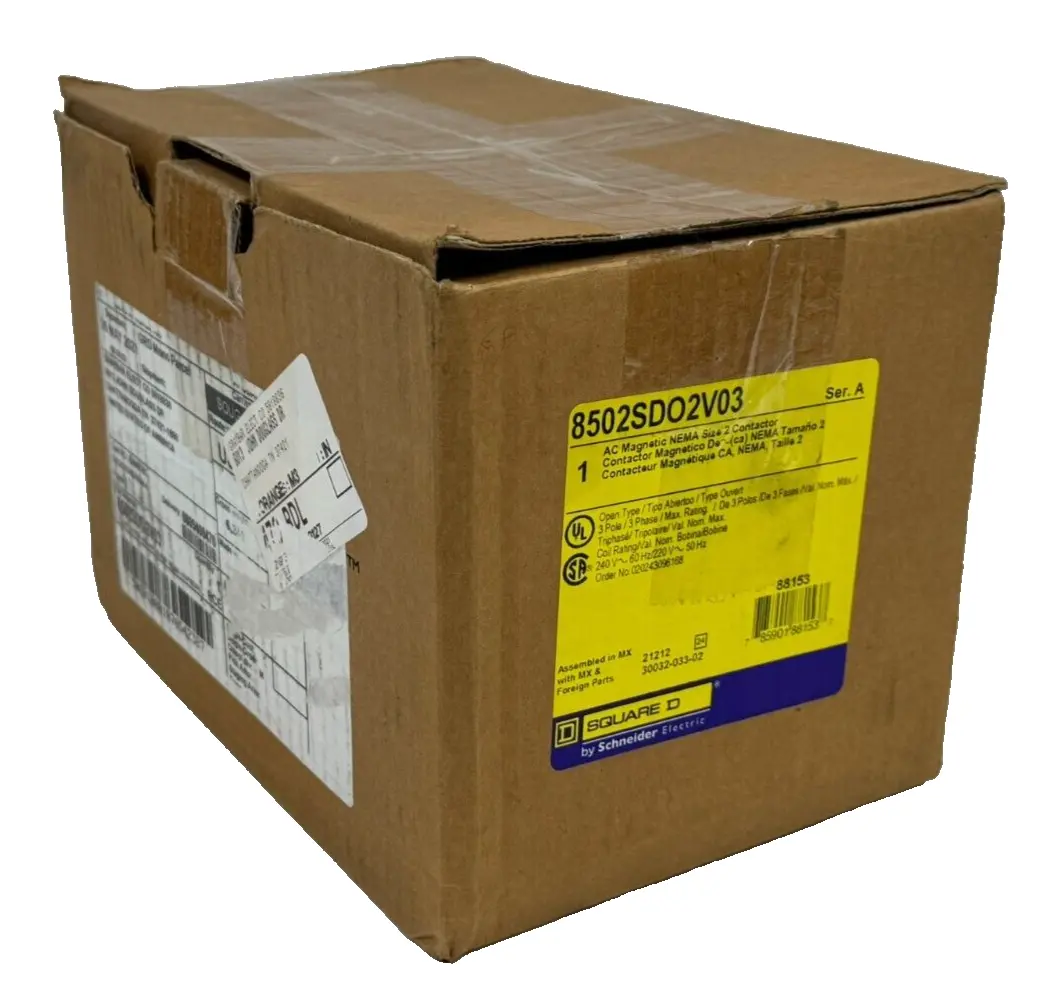 NEW SQUARE D 8502SDO2V03 MAGNETIC CONTACTOR SIZE 2 SER. A 220/240V 50/60HZ