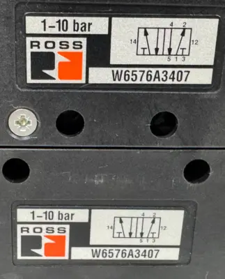 LOT OF 2 NEW ROSS W6576A3407 SOLENOID VALVES 1-10bar 100-120V 50/60HZ 6.5VA