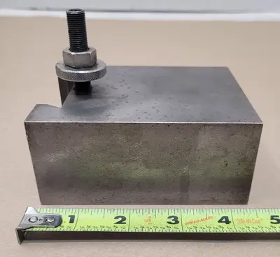LATHE TOOLING QUICK CHANGE TOOL POST HOLDER 1" BORE, 2.25" WEDGE, 4.5"L X 3.5"W X 2"H.