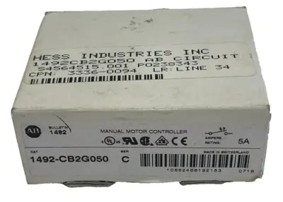 A / B 1492-CB2G050 MANUAL MOTOR CONTROLLER SER. C 1492CB2G050 NEW, SURPLUS