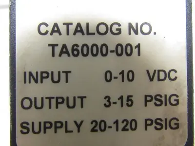 TA6000-001 Electro-Pneumatic Pressure Transducer 0-10 VDC 3-15 PSI Output 1/4NPT