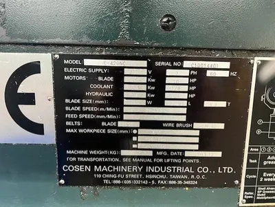 2011 COSEN C-420NC Horizontal Dual Column Band Saws | Midstate Machinery (6)