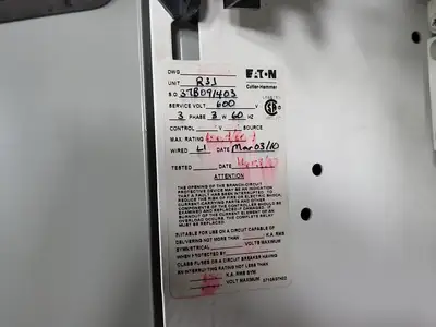 100/60A, 3 Pole, 600V Circuit Breaker HFD Bucket for Freedom 2100 MCC Frame