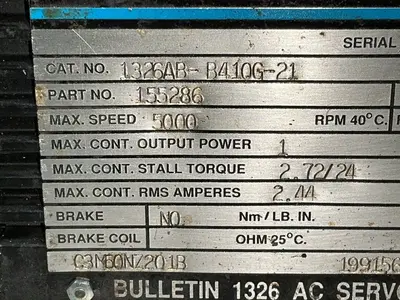 Used ALLENBRADLEY 1326ABB410G21 Motors (misc) Ohio US | HGR 24 #1506963