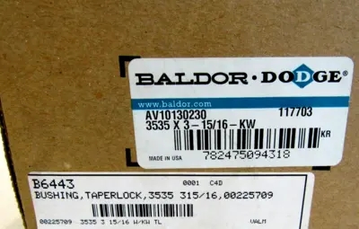 NEW BALDOR DODGE 117703 TAPERLOCK BUSHING 3535 X 3-15/16-KW 3535 X3-15/16KR
