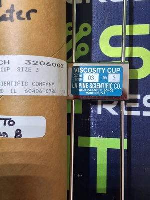 LA PINE SCIENTIFIC CO. VISCOSITY CUP 3206003 SIZE 3 - NEW