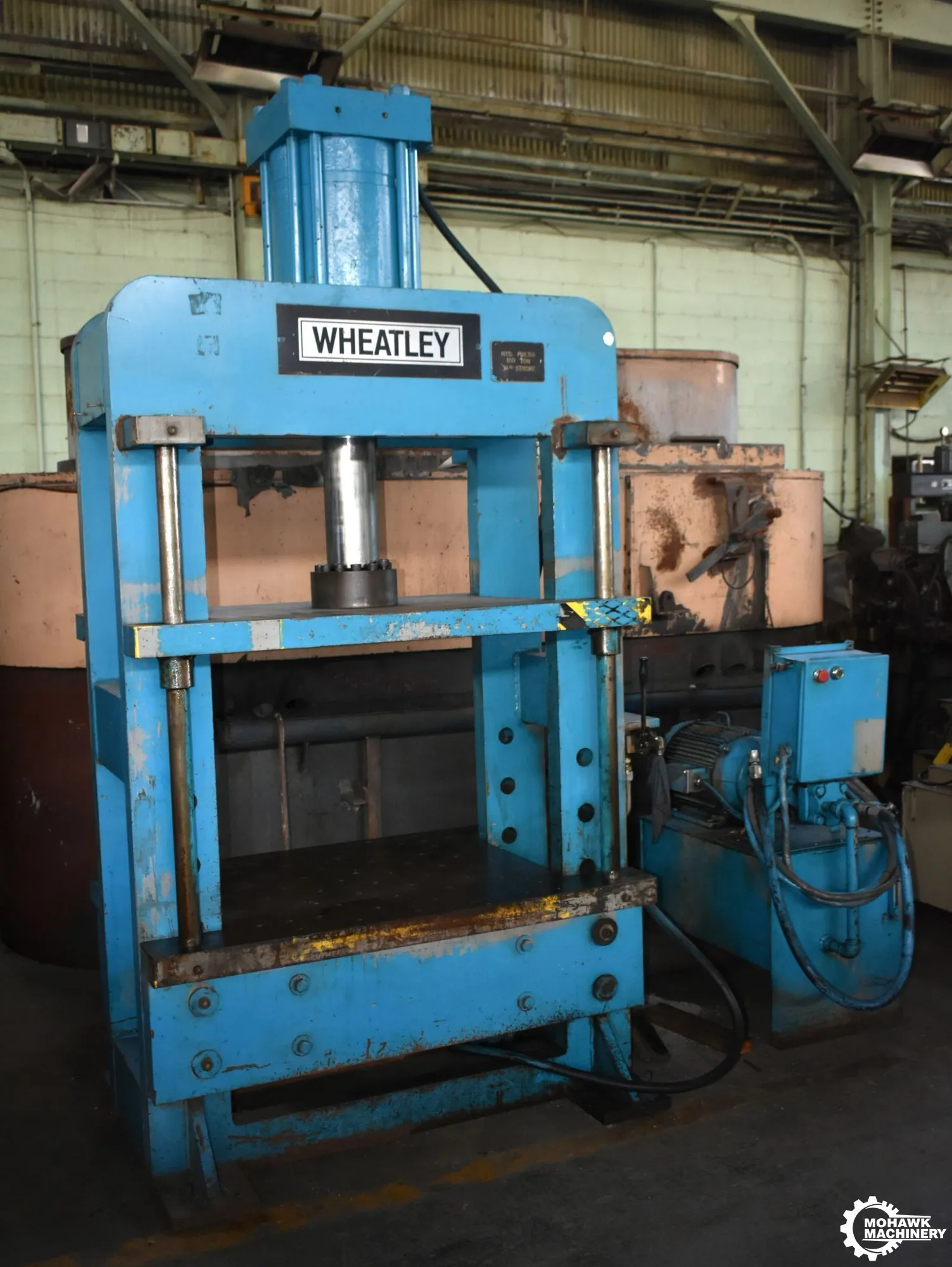150 TON WHEATLEY INDUSTRIAL H-FRAME HYDRAULIC SHOP PRESS