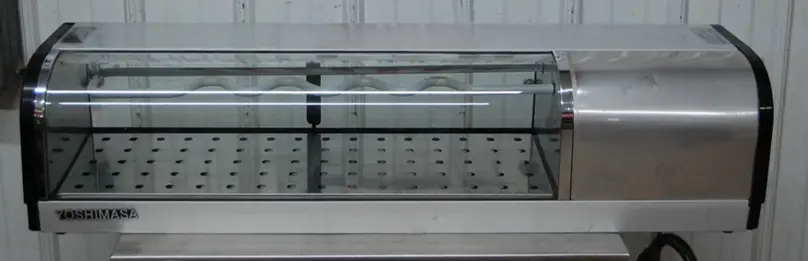 142-1264 Yoshimasa 4' Curved Glass Sushi Display Case Cooler YMSC4 R/L