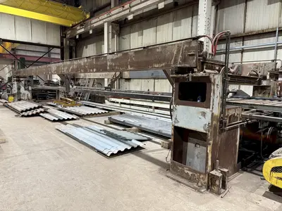 36" HI-RIB (7.2 TYPE) PANEL RAFTED ROLLFORMER LINE;  INCLUDES UNCOILER, ROLLFORMER & FLYING CUTOFF SHEAR: YOBRO #24156