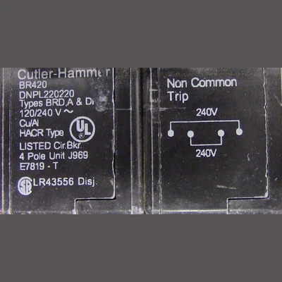 Cutler Hammer 2 Pole 20 Amp With Two 1 Pole 20 Amp Push-in Breaker