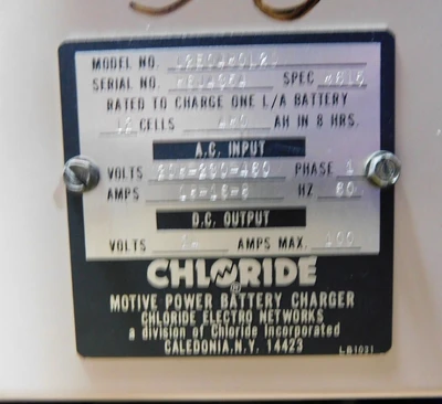 USED BATTERY CHARGER BY CHLORIDE BATTERY CHARGER 24V
