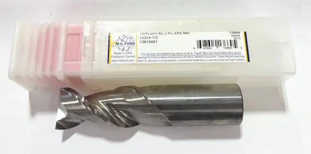 M.A. Ford 1" x 1" x 2" x 4-1/2" Carbide End Mill 2 Flute 45° Helix USA Made