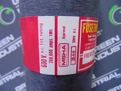 Fusetron FRS-R-225 Time Delay Current Limiting Fuse 225 Amps 600VAC Used