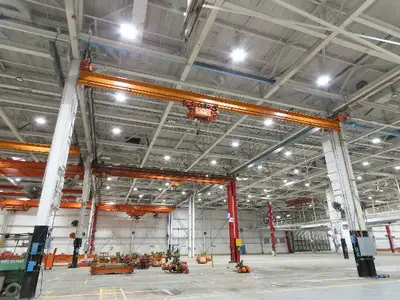 Cleveland Tramrail P&H 4 Ton Single Girder Underhung Bridge Crane 45' 10" Span