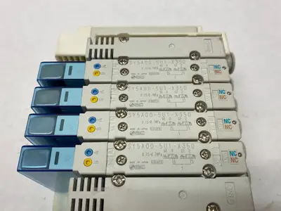 USED SMC ETHERNET POWERLNK MANIFOLD ASSEMBLY, SY5A00-5U1-X350 VALVES