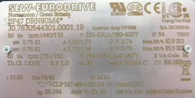 NEW SEW EURODRIVE SF47DRN80M4 GEARMOTOR
