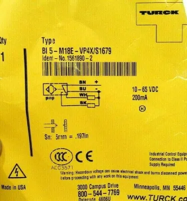 NEW TURCK BI 5-M18E-VP4X/S1679 PROXIMITY SENSOR 1561890-2 BI5M18VP4XS1679