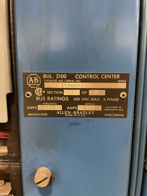 Allen-Bradley Centerline 2100 7 Section MCC Motor Control Center 800/300A 600V